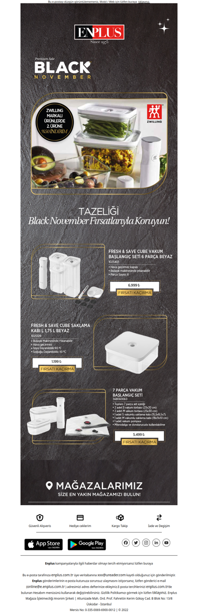 Zwilling Vakum Ürünlerinde Black November'a Özel 2. Ürüne %50 İndirim👇