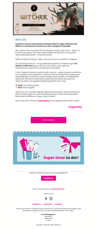 ⚔️ Geralt iz Rivije stiže u Arenu Zagreb!