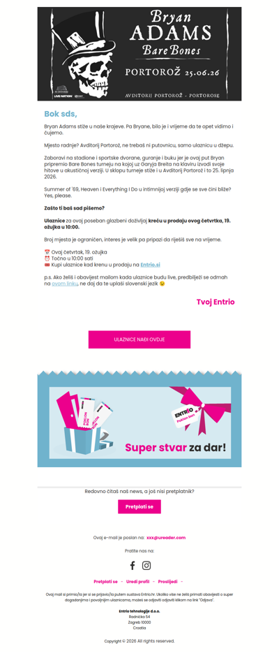 Bryan Adams stiže - samo gitara, klavir i ti!