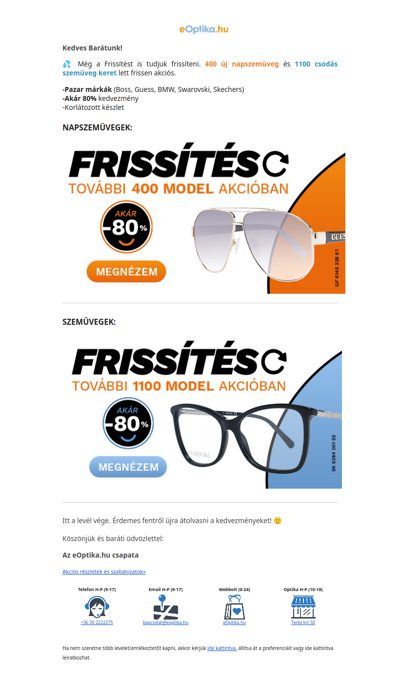 Friss modellek -80% Napszemüvegre🕶️ és szemüveg👓 online