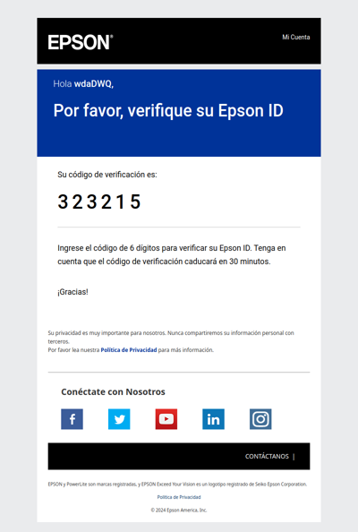 Por favor, verifique su Epson ID