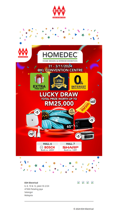 Win RM25,000 and Exclusive deals at ESH x HOMEDEC!