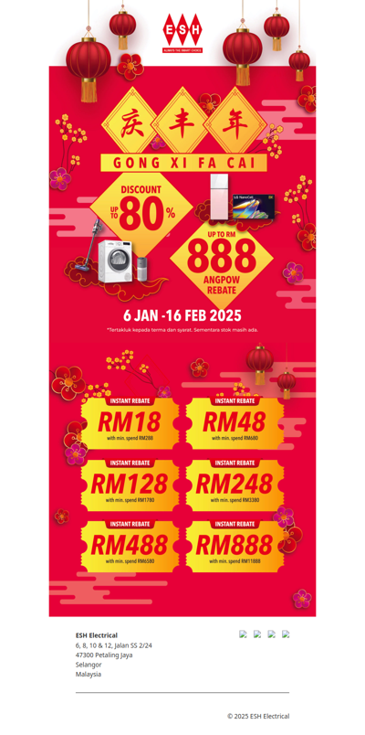 🎉 Celebrate CNY with Up to 80% OFF + RM888 Ang Pow Rebate! 🧧