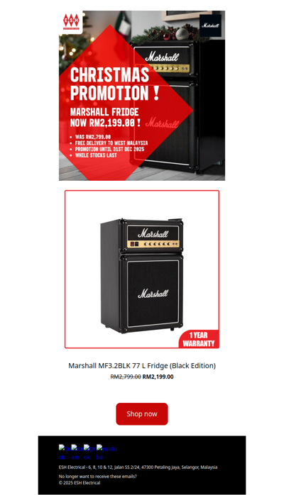 🎄 𝐂𝐡𝐫𝐢𝐬𝐭𝐦𝐚𝐬 𝐒𝐩𝐞𝐜𝐢𝐚𝐥 𝐏𝐫𝐨𝐦𝐨: 𝐌𝐚𝐫𝐬𝐡𝐚𝐥𝐥 𝐅𝐫𝐢𝐝𝐠𝐞 𝐍𝐨𝐰 𝐑𝐌𝟐,𝟏𝟗𝟗! (Save RM600)