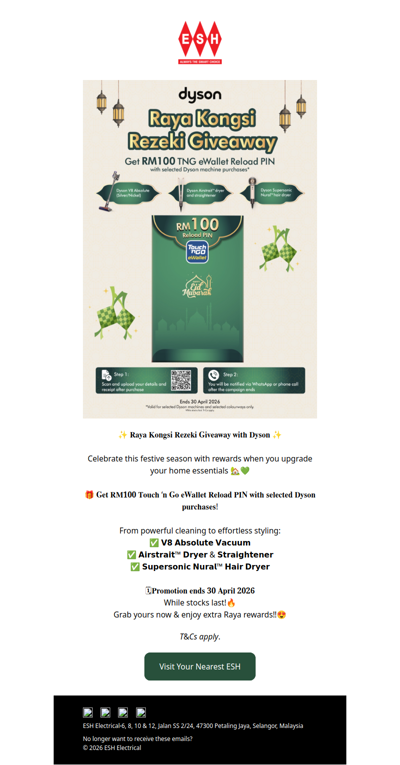 Raya Kongsi Rezeki Giveaway with Dyson ‼️🥳𝐒𝐡𝐨𝐩 𝐬𝐞𝐥𝐞𝐜𝐭𝐞𝐝 𝐃𝐲𝐬𝐨𝐧 𝐢𝐭𝐞𝐦𝐬 & 𝐆𝐞𝐭 𝐑𝐌1️⃣0️⃣0️⃣𝐓𝐍𝐆😱