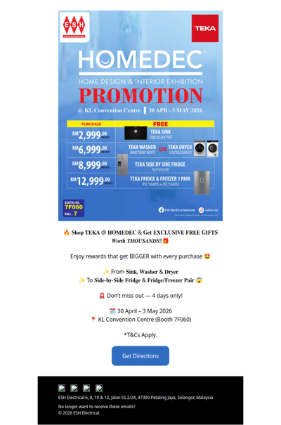 🔥 Shop TEKA at HOMEDEC & Enjoy Exclusive Free Gifts Worth Thousands*‼️😱🎁