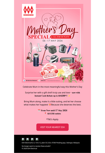 Surprise Mum & Receive up to RM2️⃣0️⃣0️⃣ Instant Cash Rebate*‼️🤱🏻💖