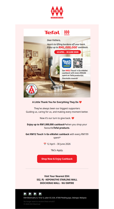 A cashback gift for Mom & Dad is on the way… 💖
