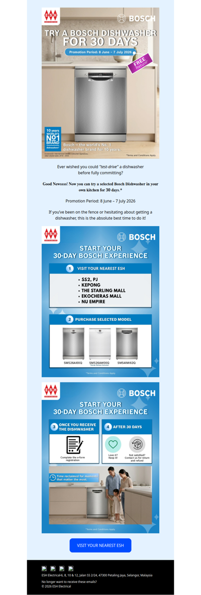 Bring Home Bosch Dishwasher & Experience a 3️⃣0️⃣-Day Trial Today🏠