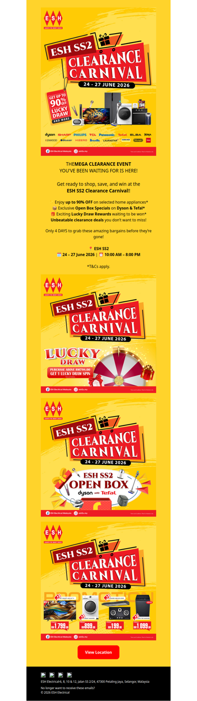 💥4️⃣ DAYS ONLY‼ ESH SS2 Mega Clearance Carnival — Up to 90% OFF!*
