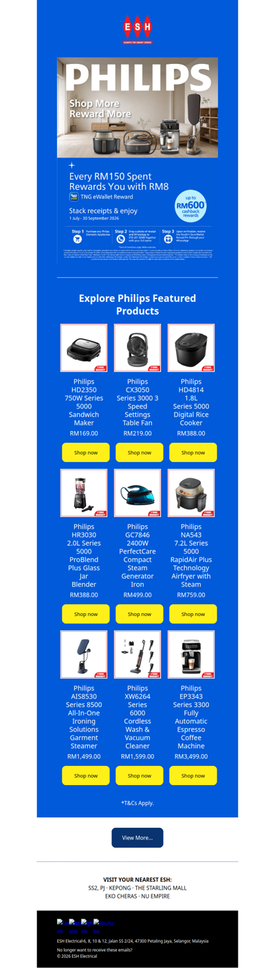 SHOP MORE, REWARD MORE WITH PHILIPS‼💥Enjoy Up to RM600 Cashback Rewards! 🎉*