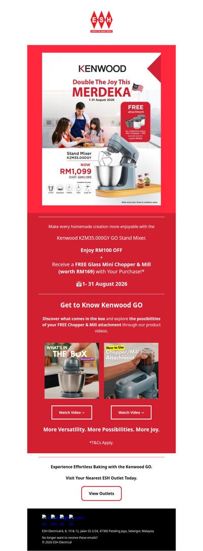 🇲🇾 Celebrate Merdeka with Kenwood – Save RM100 + FREE Gift🎁‼️*