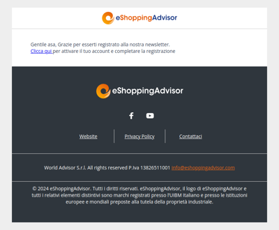 Registrazione alla newsletter eShoppingadvisor