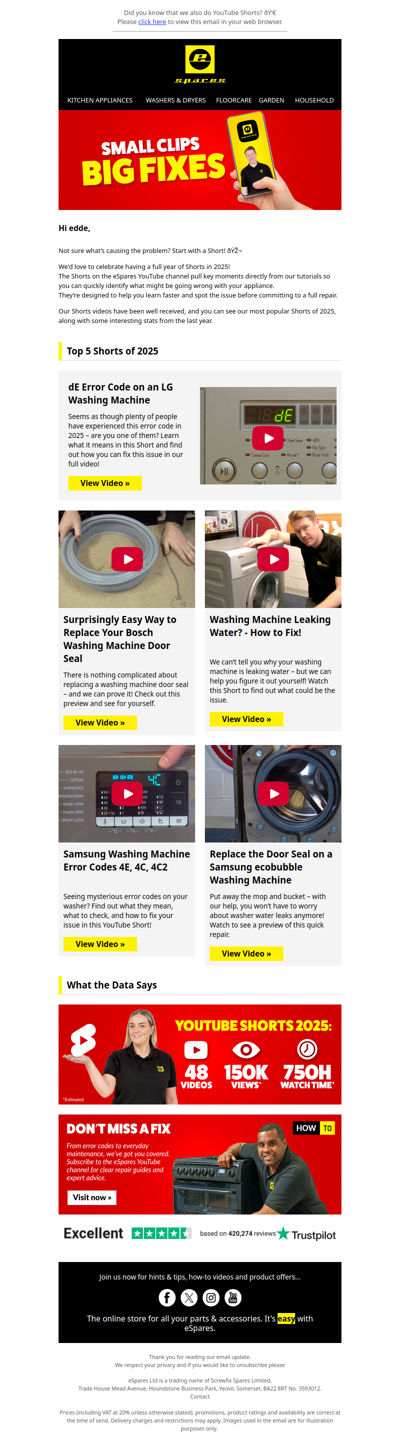 Celebrating eSpares YouTube Shorts!