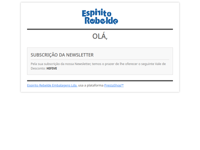 [Espirito Rebelde Embalagens Lda.] Newsletter - Vale de desconto