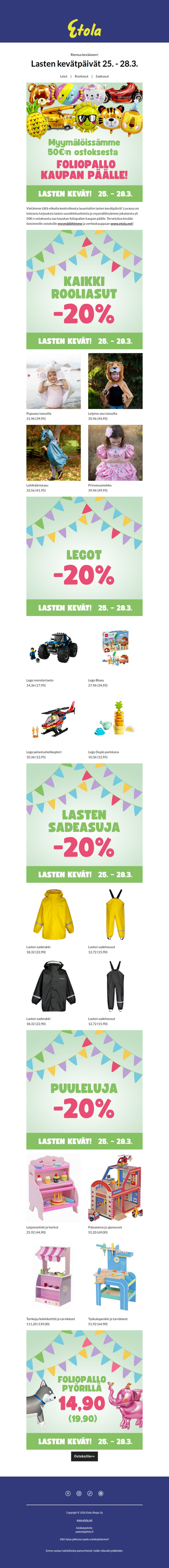 Lasten kevätpäivät 25. - 28.3.  Kurkista tarjoukset ja yllätysetu!🌞