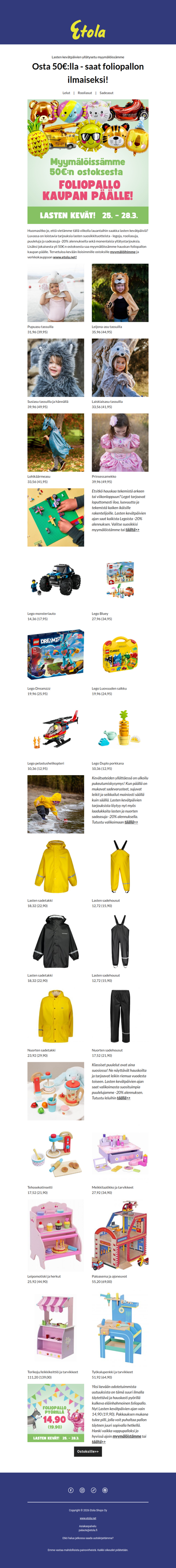 Yllätys myymälöissämme - Osta 50€:lla ja saat foliopallon kaupan päälle!🎈