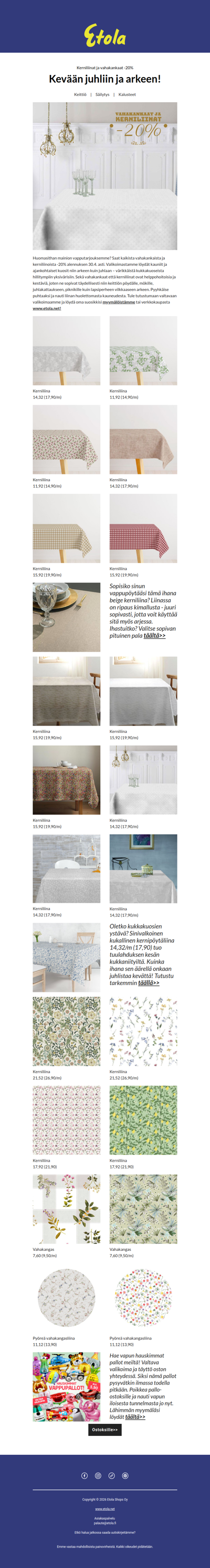 Parhaat pöytäliinat juhlaan ja arkeen - nyt -20%✨