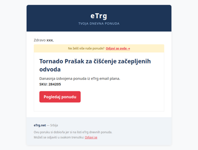 🏆 Bestseler meseca: Tornado Prašak za čišćenje začeplje