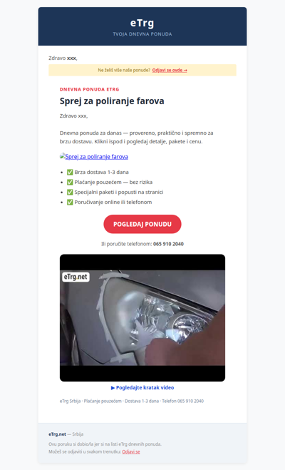 🔥 Sprej za poliranje farova — dnevna ponuda eTrg