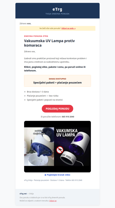 🦟 UV lampa protiv komaraca — mirne večeri bez sprejeva