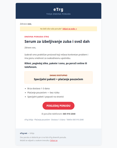🔥 Serum za izbeljivanje zuba i svež dah — dnevna ponuda eTrg