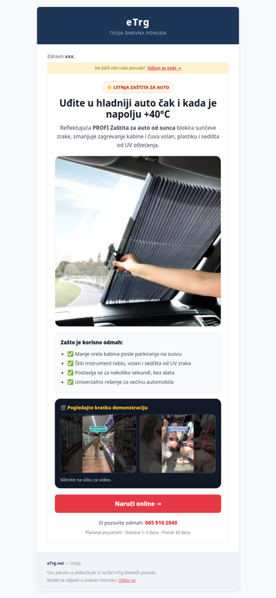 ☀️ PROFI zaštita za auto — hladnija kabina i zaštićen enterijer