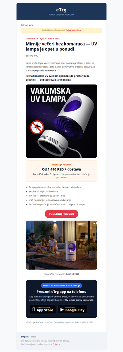🦟 UV lampa protiv komaraca — mirnije večeri bez sprejeva