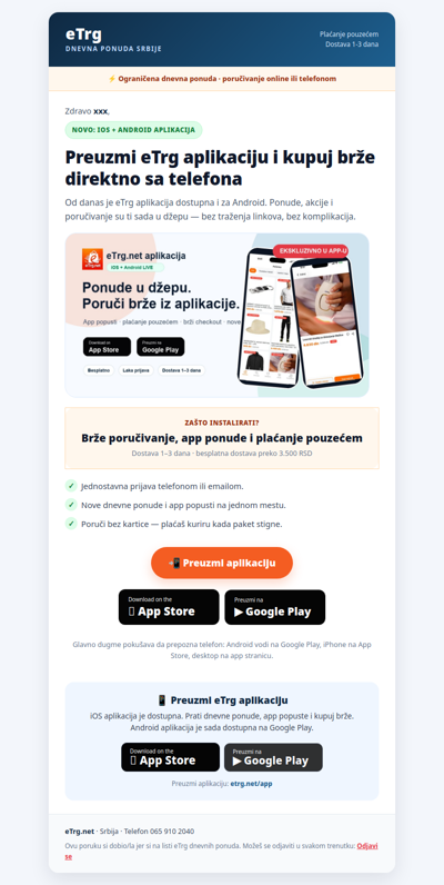 📲 eTrg aplikacija je sada dostupna za iPhone i Android