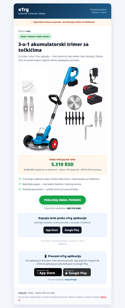 🌿 Aku trimer 3u1 — danas 10% popusta + besplatna dostava