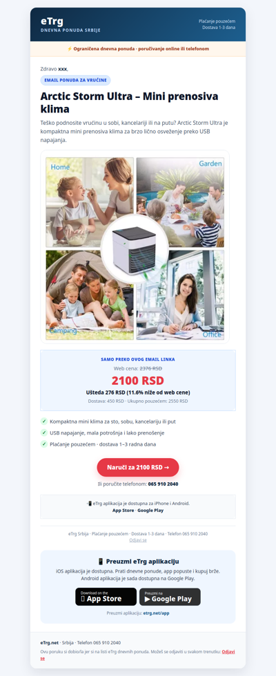 🌬️ Arctic Storm Ultra — danas 2.100 RSD samo za email kupce