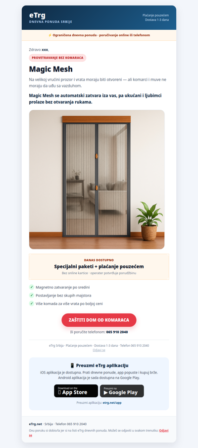 🦟 Provetravanje bez komaraca — Magic Mesh ponuda za vrele dane