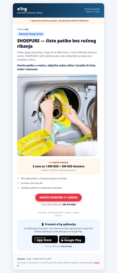 👟 Operite patike bez ribanja — SHOEPURE 1+1 GRATIS
