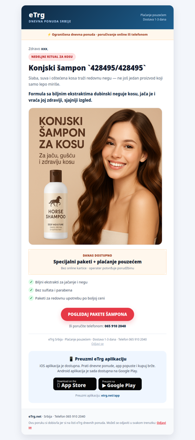 ✨ Nedeljni ritual za kosu — Konjski šampon