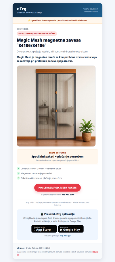 🦟 Topla noć bez dosadnih insekata — Magic Mesh za vrata