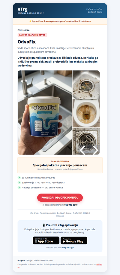 🚿 Voda sporo otiče? OdvoFix za čišćenje odvoda