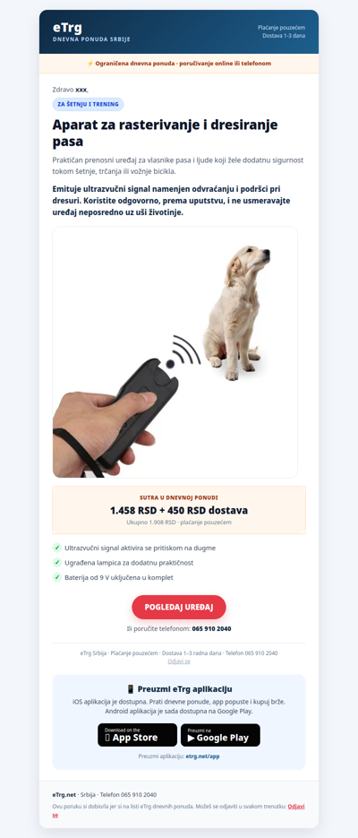🐕 Aparat za rasterivanje i dresiranje pasa — za šetnju i trening