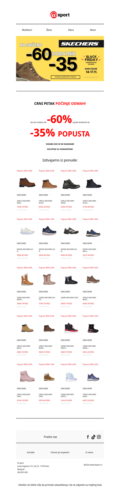 Na sniženo do -60% DODATNIH do -35% ⚡SKECHERS⚡