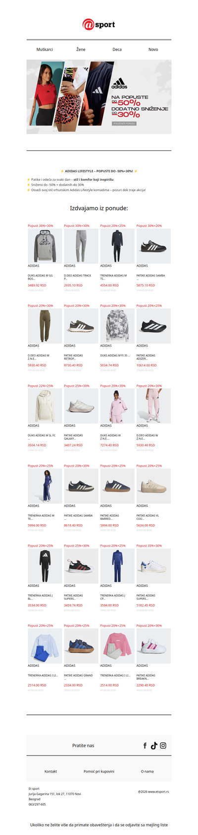 ⚡ Osvežite svoj stil: Adidas Lifestyle – do 50% + dodatnih do 30%! ⚡