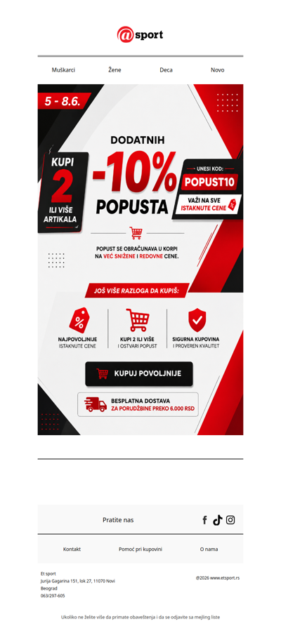 Vikend akcija-dodatnih 10% na SVE!