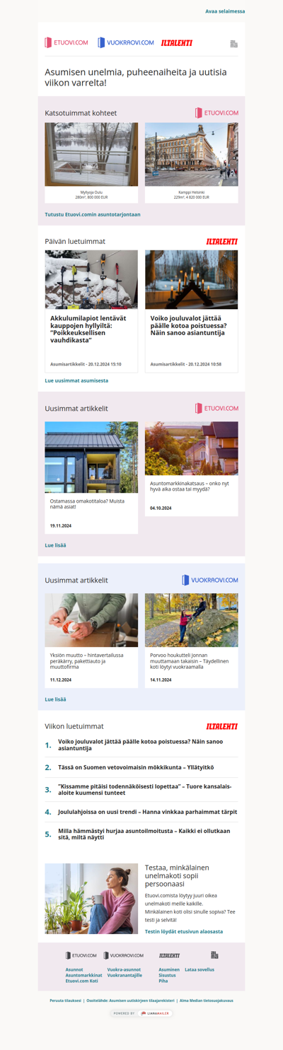 Asumisen unelmat, puheenaiheet ja uutiset tältä viikolta