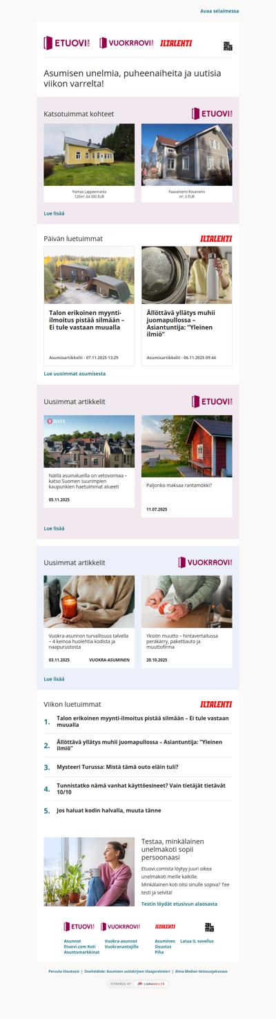 Asumisen unelmat, puheenaiheet ja uutiset tältä viikolta
