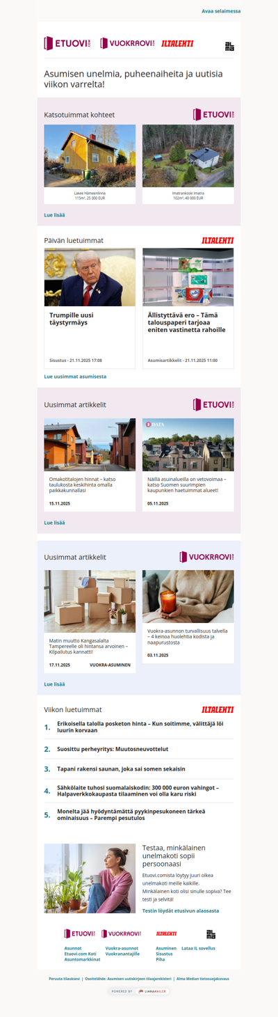 Asumisen unelmat, puheenaiheet ja uutiset tältä viikolta