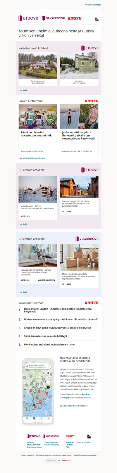Asumisen unelmat, puheenaiheet ja uutiset tältä viikolta