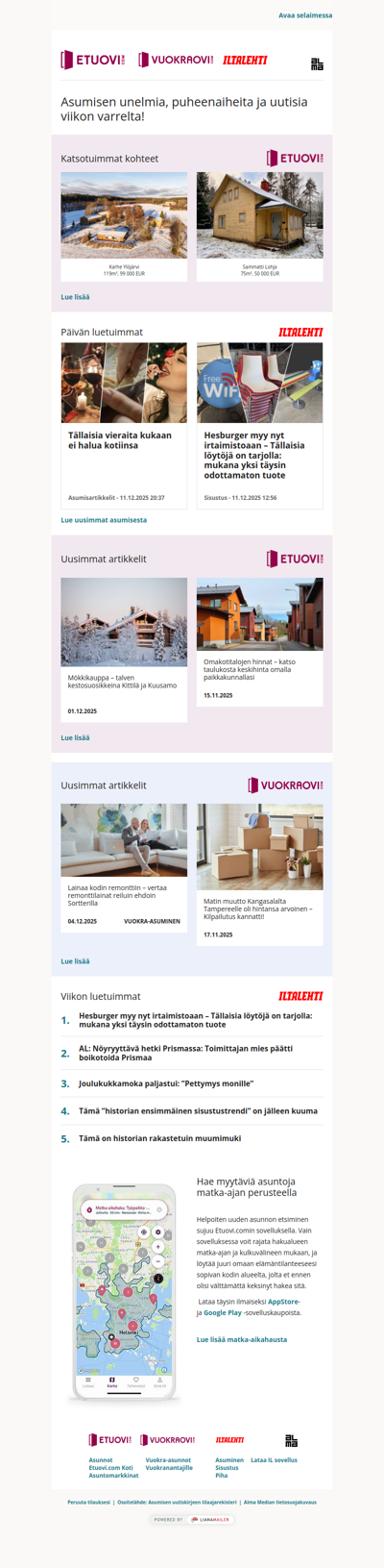 Asumisen unelmat, puheenaiheet ja uutiset tältä viikolta