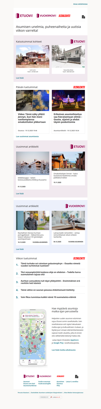 Asumisen unelmat, puheenaiheet ja uutiset tältä viikolta