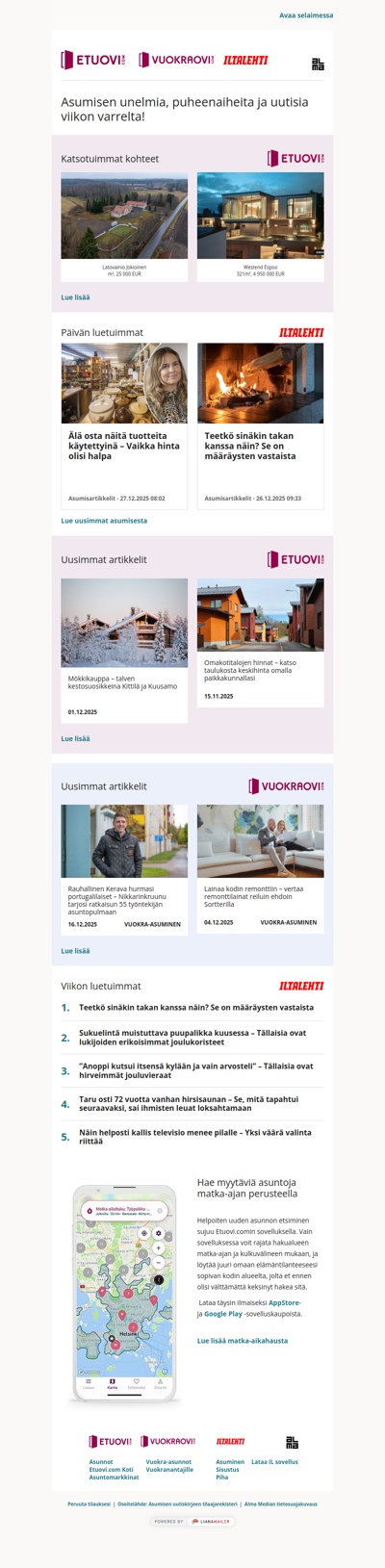 Asumisen unelmat, puheenaiheet ja uutiset tältä viikolta