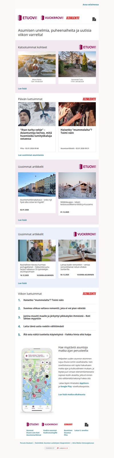 Asumisen unelmat, puheenaiheet ja uutiset tältä viikolta