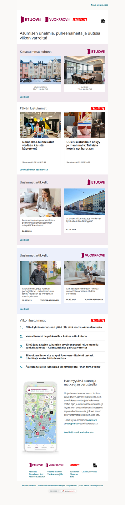 Asumisen unelmat, puheenaiheet ja uutiset tältä viikolta