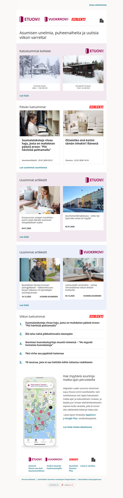 Asumisen unelmat, puheenaiheet ja uutiset tältä viikolta